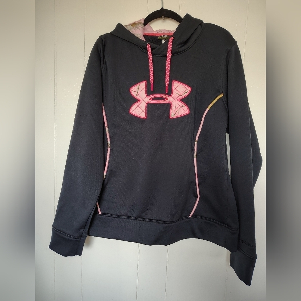 Under Armour Women's Black Sweater with Pink Logo Size XL